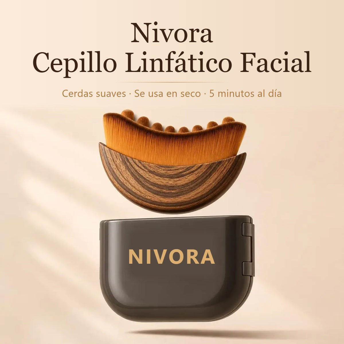 Cepillo Linfático Facial Nivora con su estuche