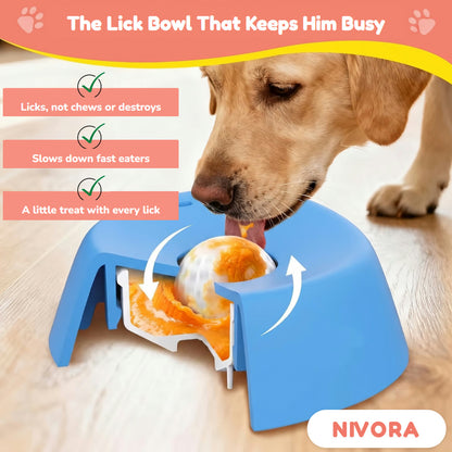 Nivora Calm Lick Bowl cutaway: the rolling ball brings up a little treat with every lick